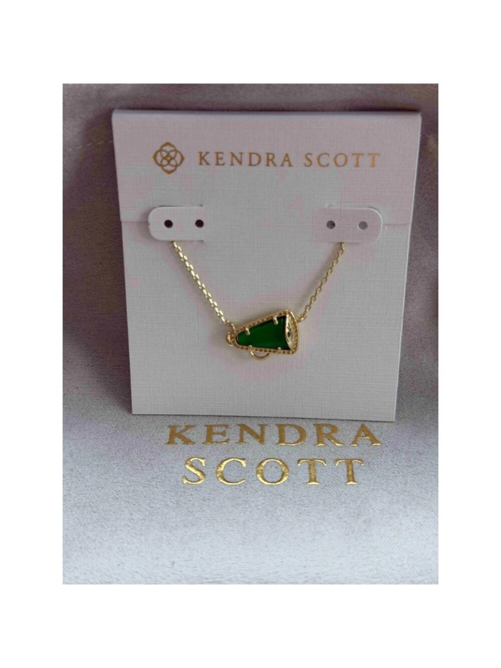 Kendra Scott Green Pendant Gold Necklace